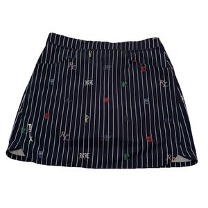 RLX Ralph Lauren Pinstripe Logo Golf Skort Women's Size S Navy Athletic Pull On